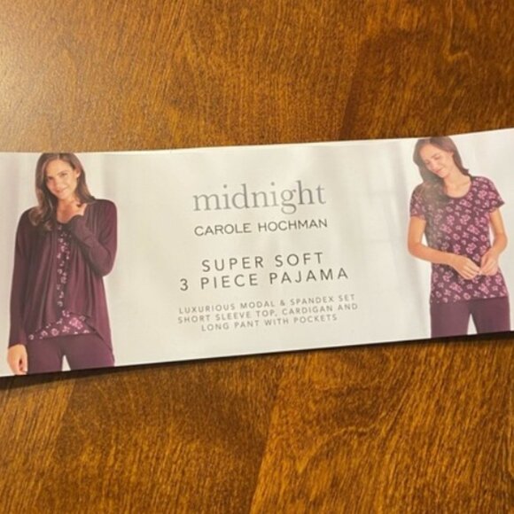 MIDNIGHT by CAROLE HOCHMAN 3 Piece Lounge Pajama Set - XL - NWOT - Picture 12 of 16